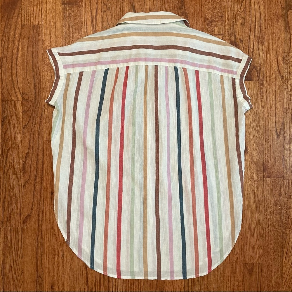 Madewell Gauze Central Tunic Shirt in Rainbow Stripe size XXS - Picture 9 of 14